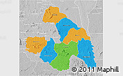 Political 3D Map of Touba, lighten, desaturated