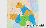 Political 3D Map of Touba, lighten