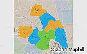 Political 3D Map of Touba, lighten, semi-desaturated