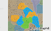 Political 3D Map of Touba, semi-desaturated