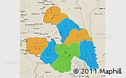 Political 3D Map of Touba, shaded relief outside