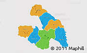 Political 3D Map of Touba, single color outside