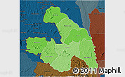 Political Shades 3D Map of Touba, darken