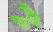 Political Shades 3D Map of Touba, desaturated