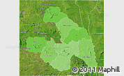Political Shades 3D Map of Touba, satellite outside