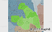 Political Shades 3D Map of Touba, semi-desaturated