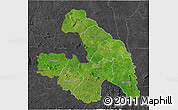 Satellite 3D Map of Touba, darken, desaturated