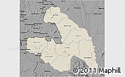 Shaded Relief 3D Map of Touba, darken, desaturated