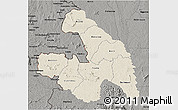Shaded Relief 3D Map of Touba, darken, semi-desaturated