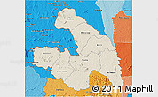 Shaded Relief 3D Map of Touba, political shades outside