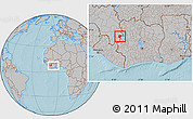Gray Location Map of Koonan, within the entire country, hill shading