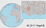 Gray Location Map of Koonan, within the entire country