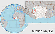 Gray Location Map of Koonan, highlighted country, within the entire country