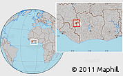 Gray Location Map of Koonan, highlighted parent region, within the entire country