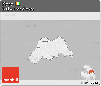 Gray 3D Map of Koro, single color outside