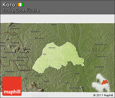 Physical 3D Map of Koro, darken