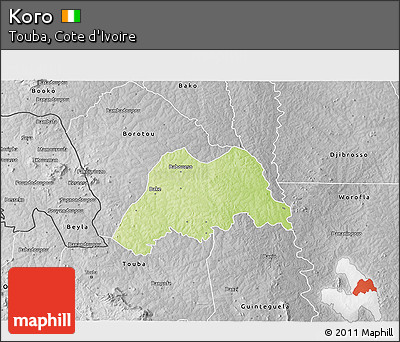 Physical 3D Map of Koro, desaturated