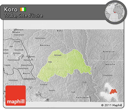 Physical 3D Map of Koro, desaturated