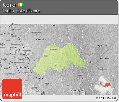 Physical 3D Map of Koro, desaturated