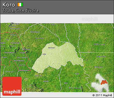 Physical 3D Map of Koro, satellite outside