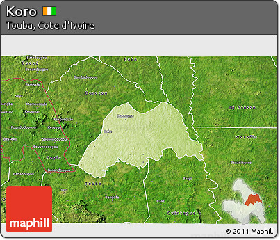Physical 3D Map of Koro, satellite outside