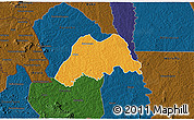 Political 3D Map of Koro, darken