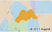 Political 3D Map of Koro, lighten