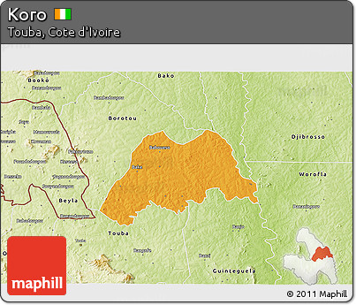 Political 3D Map of Koro, physical outside