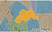 Political 3D Map of Koro, semi-desaturated