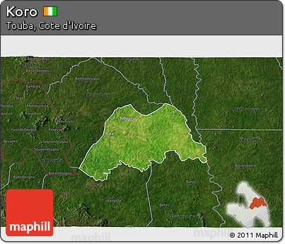 Satellite 3D Map of Koro, darken