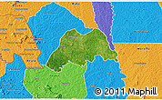 Satellite 3D Map of Koro, political outside