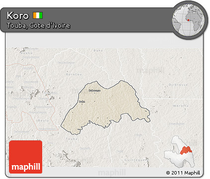 Shaded Relief 3D Map of Koro, lighten