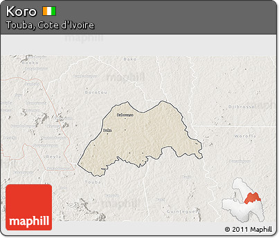Shaded Relief 3D Map of Koro, lighten