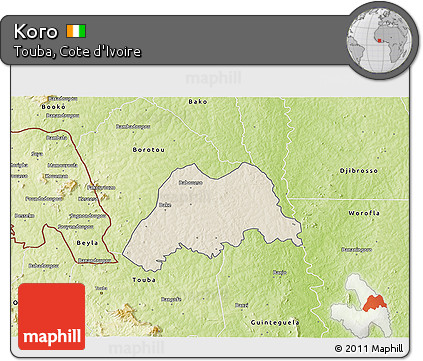 Shaded Relief 3D Map of Koro, physical outside