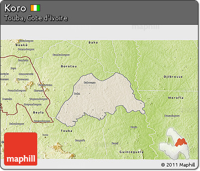 Shaded Relief 3D Map of Koro, physical outside