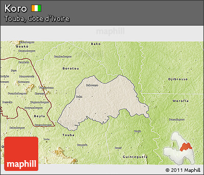 Shaded Relief 3D Map of Koro, physical outside