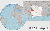 Gray Location Map of Koro, highlighted country, highlighted parent region, within the entire country, hill shading