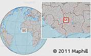 Gray Location Map of Koro, highlighted parent region, hill shading