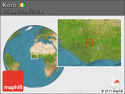 Satellite Location Map of Koro