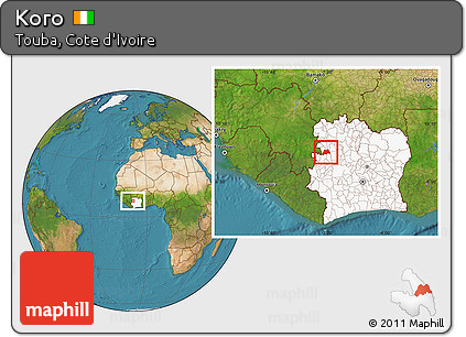Satellite Location Map of Koro, highlighted country