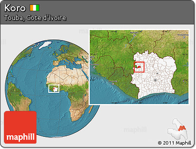 Satellite Location Map of Koro, highlighted country