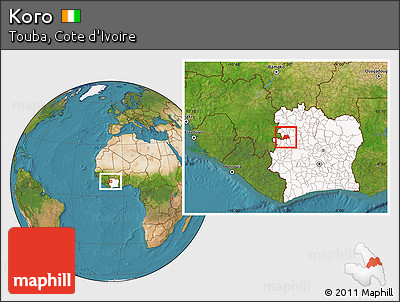 Satellite Location Map of Koro, highlighted country