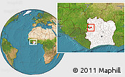 Satellite Location Map of Koro, highlighted country