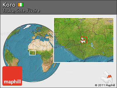 Satellite Location Map of Koro, highlighted parent region