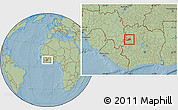 Savanna Style Location Map of Koro, hill shading