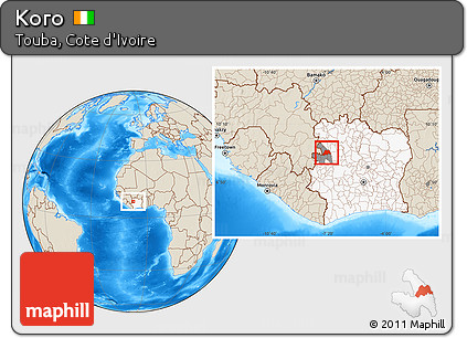 Shaded Relief Location Map of Koro, highlighted country, highlighted parent region