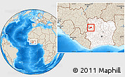 Shaded Relief Location Map of Koro, highlighted country