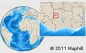 Shaded Relief Location Map of Koro, highlighted parent region, within the entire country