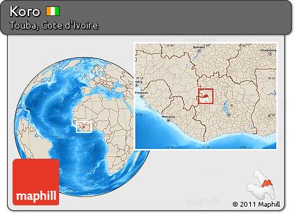 Shaded Relief Location Map of Koro, highlighted parent region