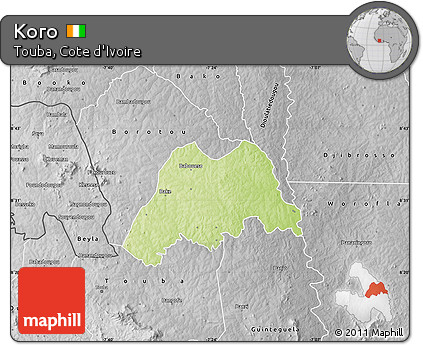 Physical Map of Koro, desaturated